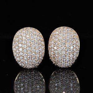 19844 SONIA B. 14K Yellow Gold 3.50ct Pave Diamond Huggie Omega Back Earrings